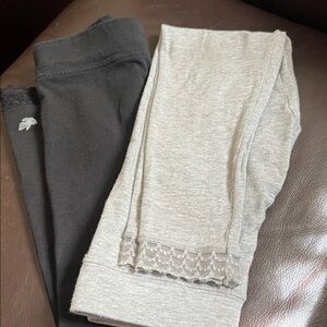 Two Kids Stretch Leggings -one black one gray 4/5 T